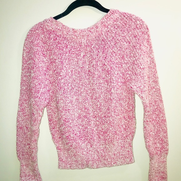 |Free People| Knitted Pink White Marled Sweater - Picture 2 of 4